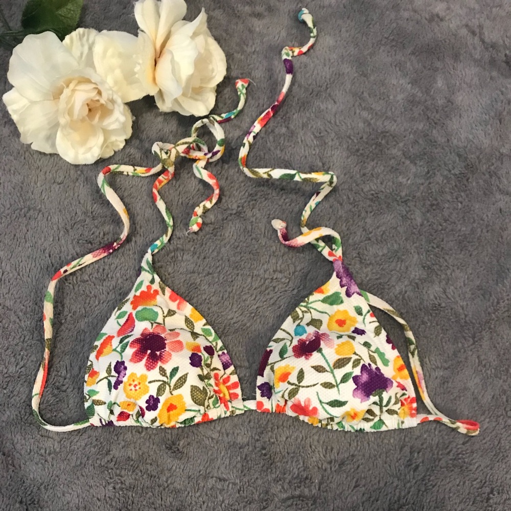 J. Crew padded floral triangle bikini top